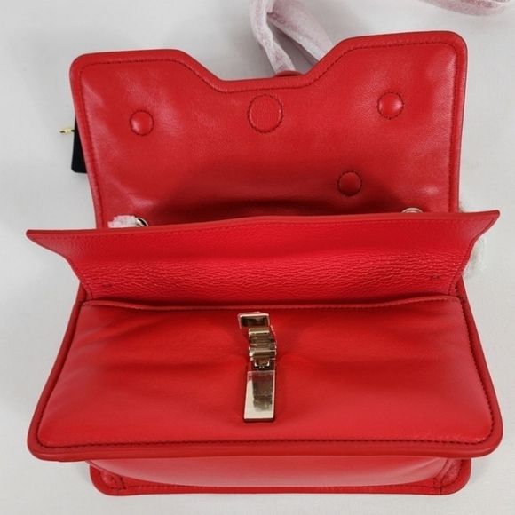 🔹️MCM 🔹️Red Leather Run Candy Small Crystal Flower Small Flap Shoulder Bag NWT - Picture 5 of 8